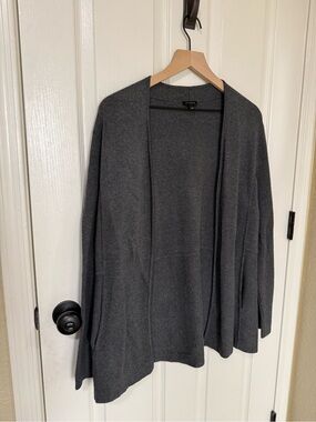 TALBOTS Dark Charcoal Open-Front Cardigan